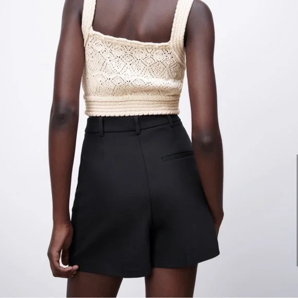 Zara Black High Waisted Shorts with gold buttons NWT - Picture 5 of 7